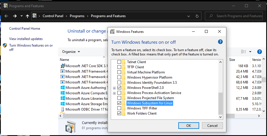 Windows Subsystem for Linux Feature