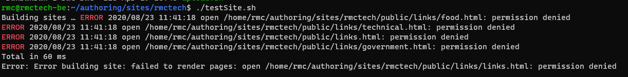 Problem when trying to build site after newly-created content is added